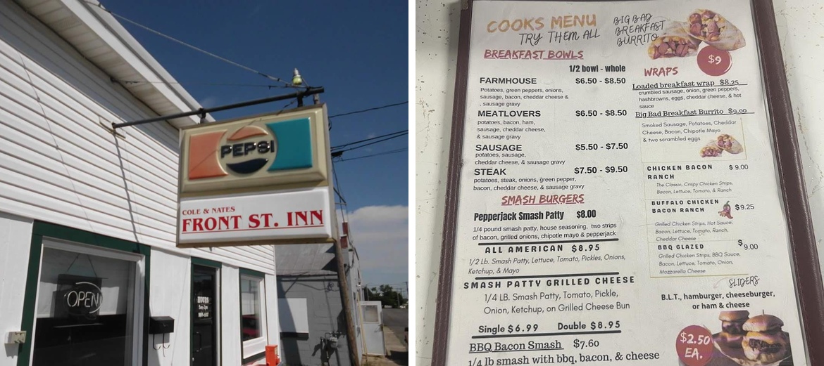Coles Front Street Inn Restaurant Menu